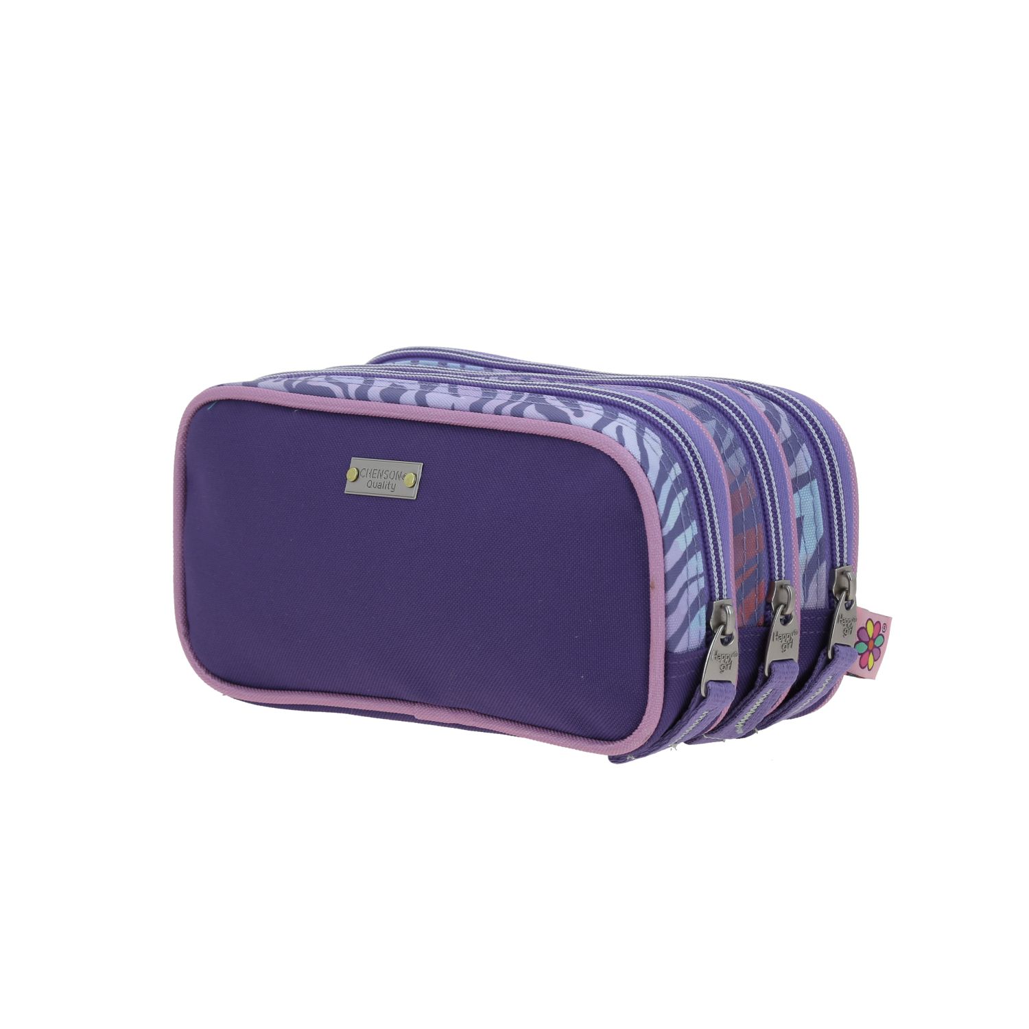 Lapicera escolar Happy Girl uva con triple compartimento – Ideal para niñas 5