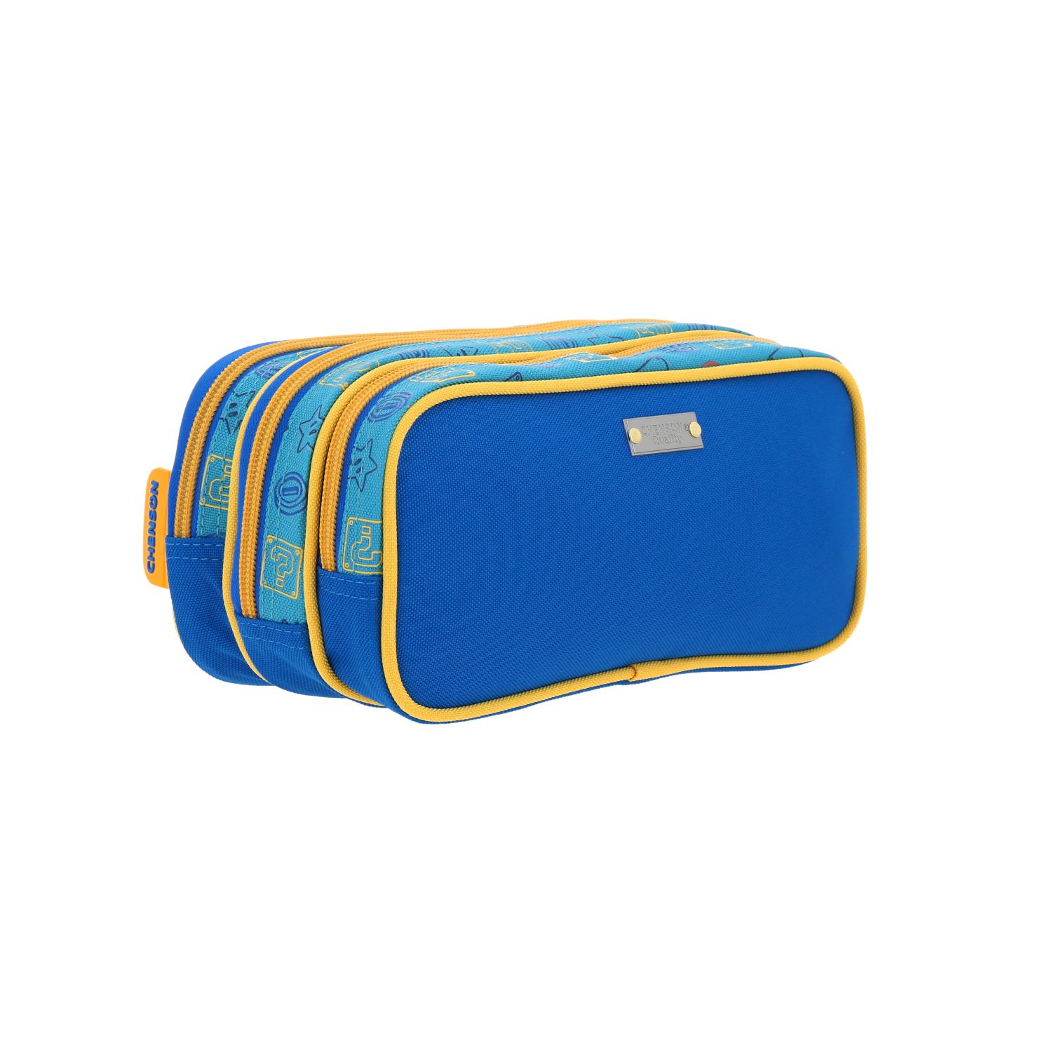 Lapicera escolar Mario Bros by Chenson azul con triple compartimiento 3