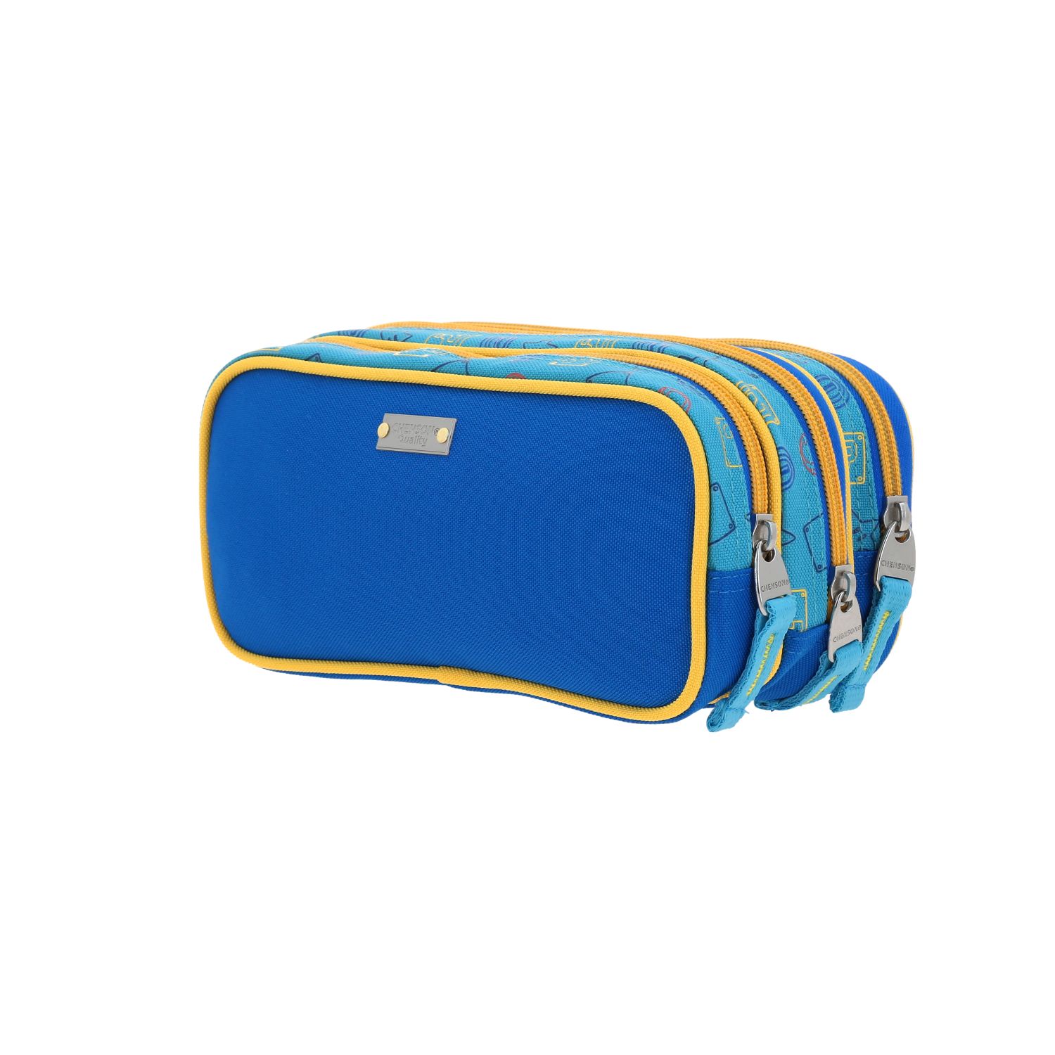 Lapicera escolar Mario Bros by Chenson azul con triple compartimiento 5