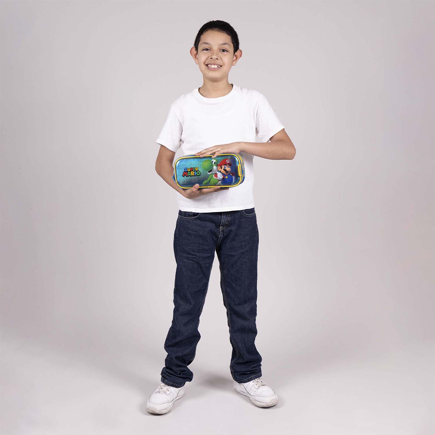 Lapicera escolar Mario Bros by Chenson azul con triple compartimiento - vista 2