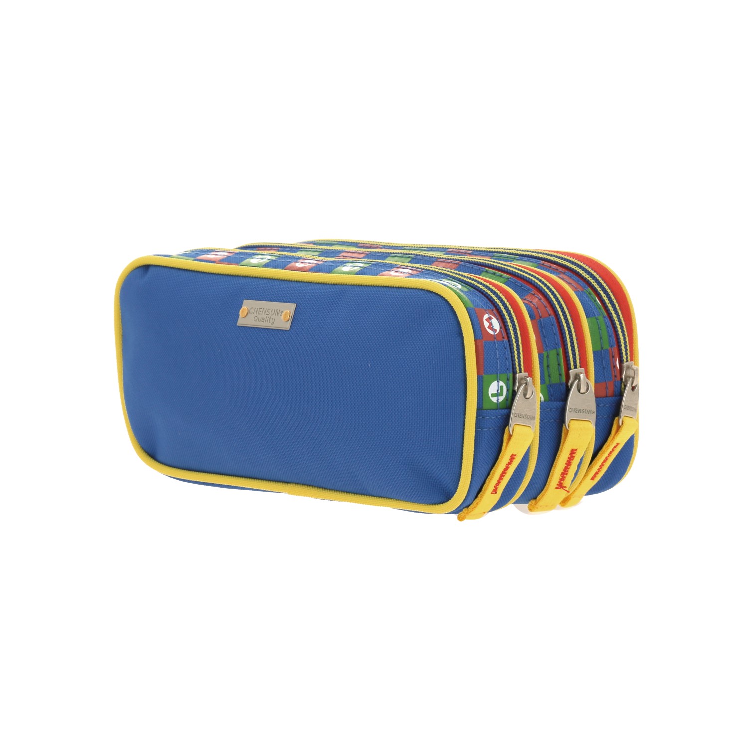 Lapicera escolar Mario Bros by Chenson color azul con triple compartimento 5