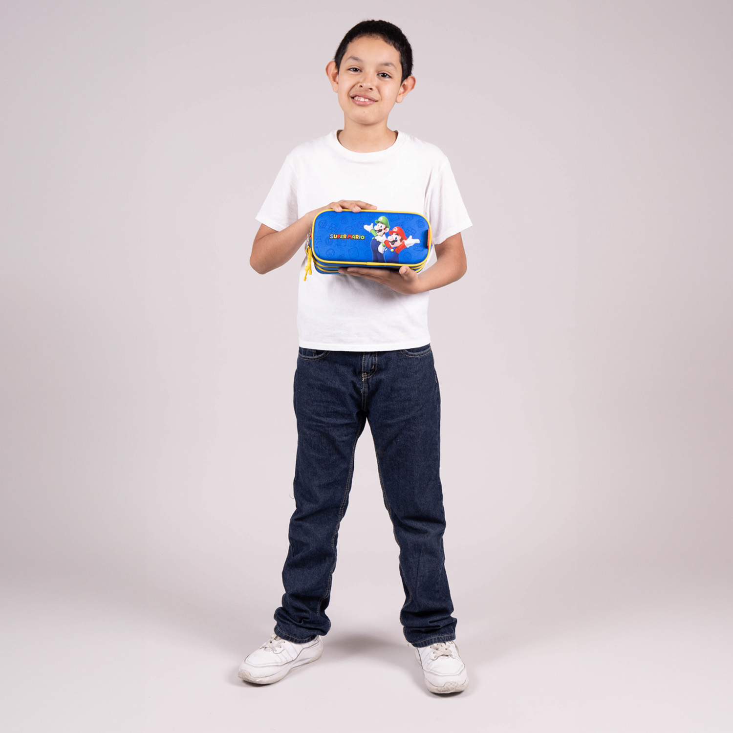 Lapicera escolar Mario Bros by Chenson color azul con triple compartimento - vista 2