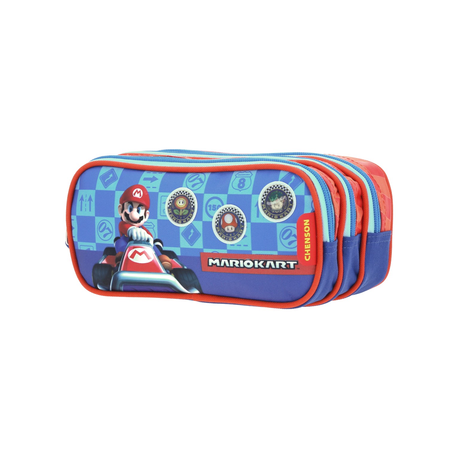 Lapicera escolar Mario Bros by Chenson color rojo con triple compartimento 2