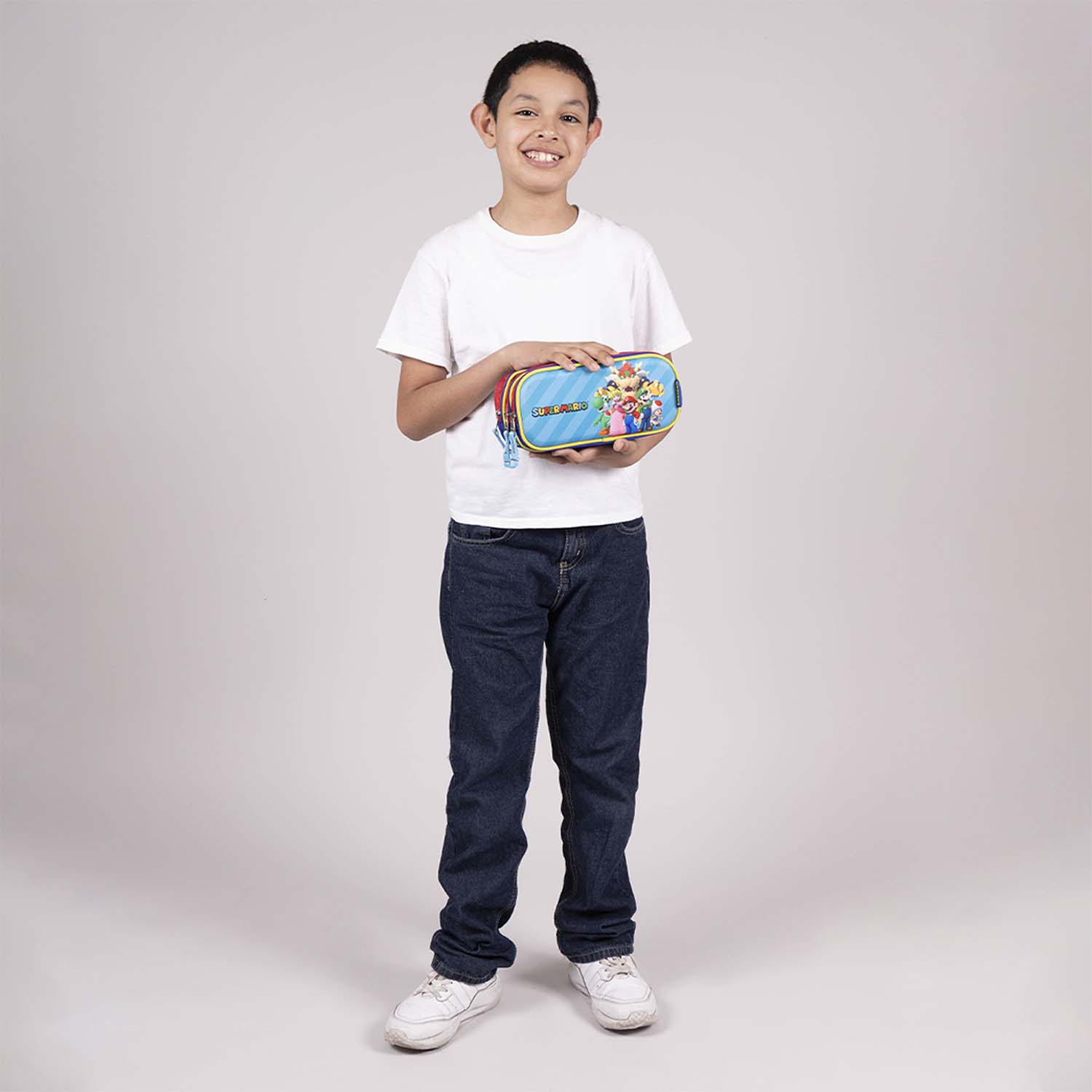 Lapicera escolar Mario Bros by Chenson roja con triple compartimento - vista 2