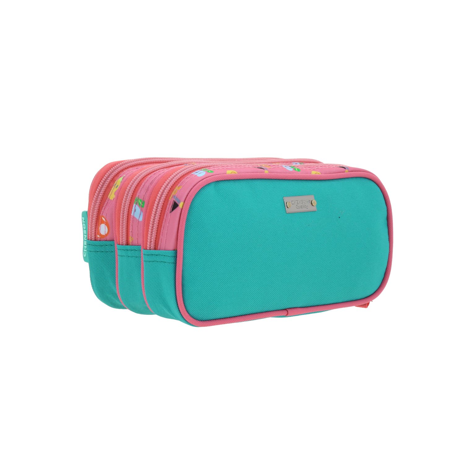 Lapicera escolar Mario Bros by Chenson rosa con triple compartimento 3