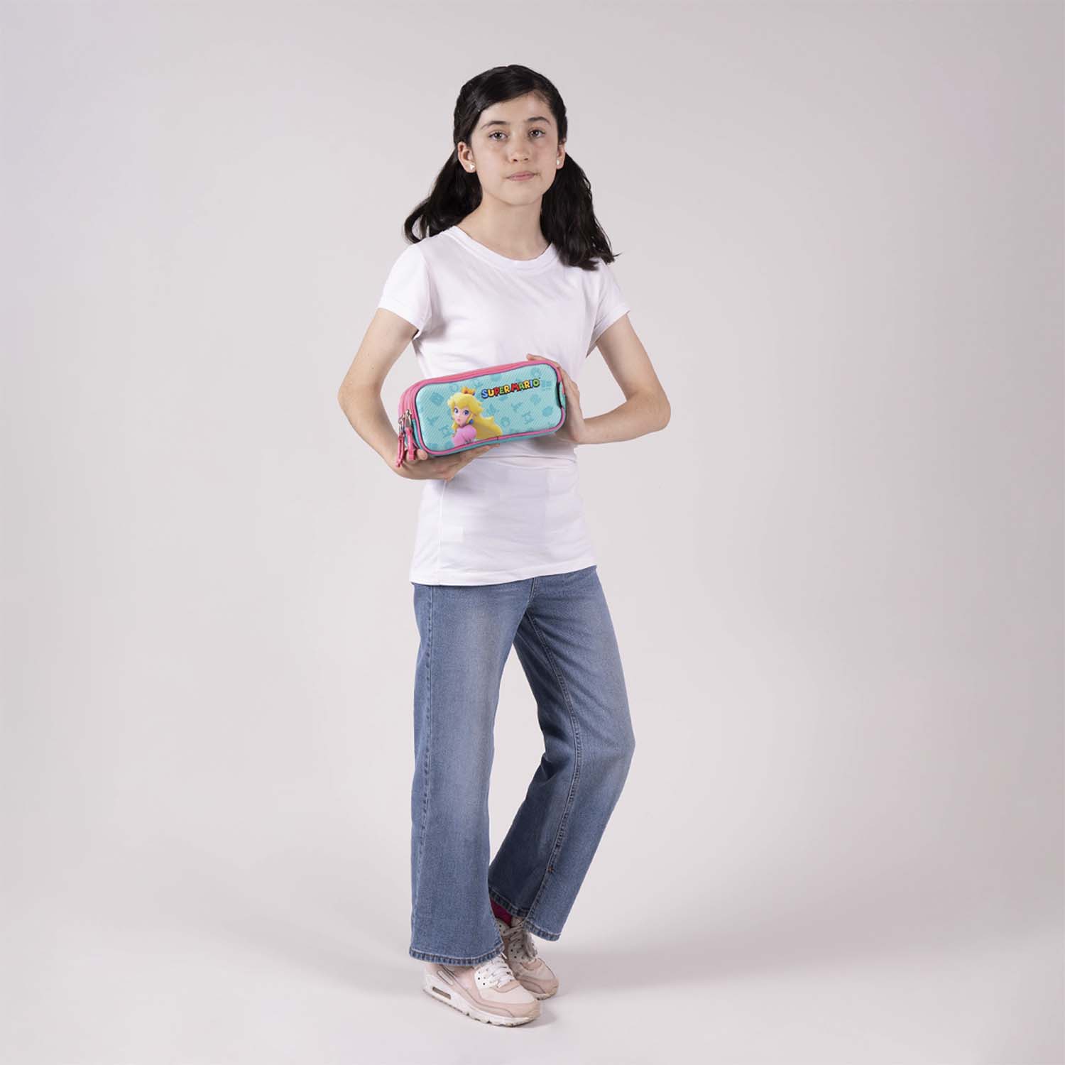 Lapicera escolar Mario Bros by Chenson rosa con triple compartimento - vista 2