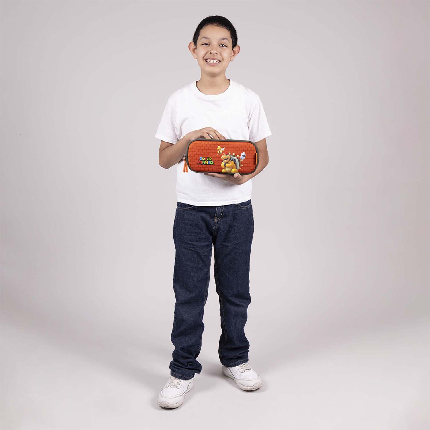 Lapicera escolar Mario Bros by Chenson verde seco con triple compartimiento - vista 2