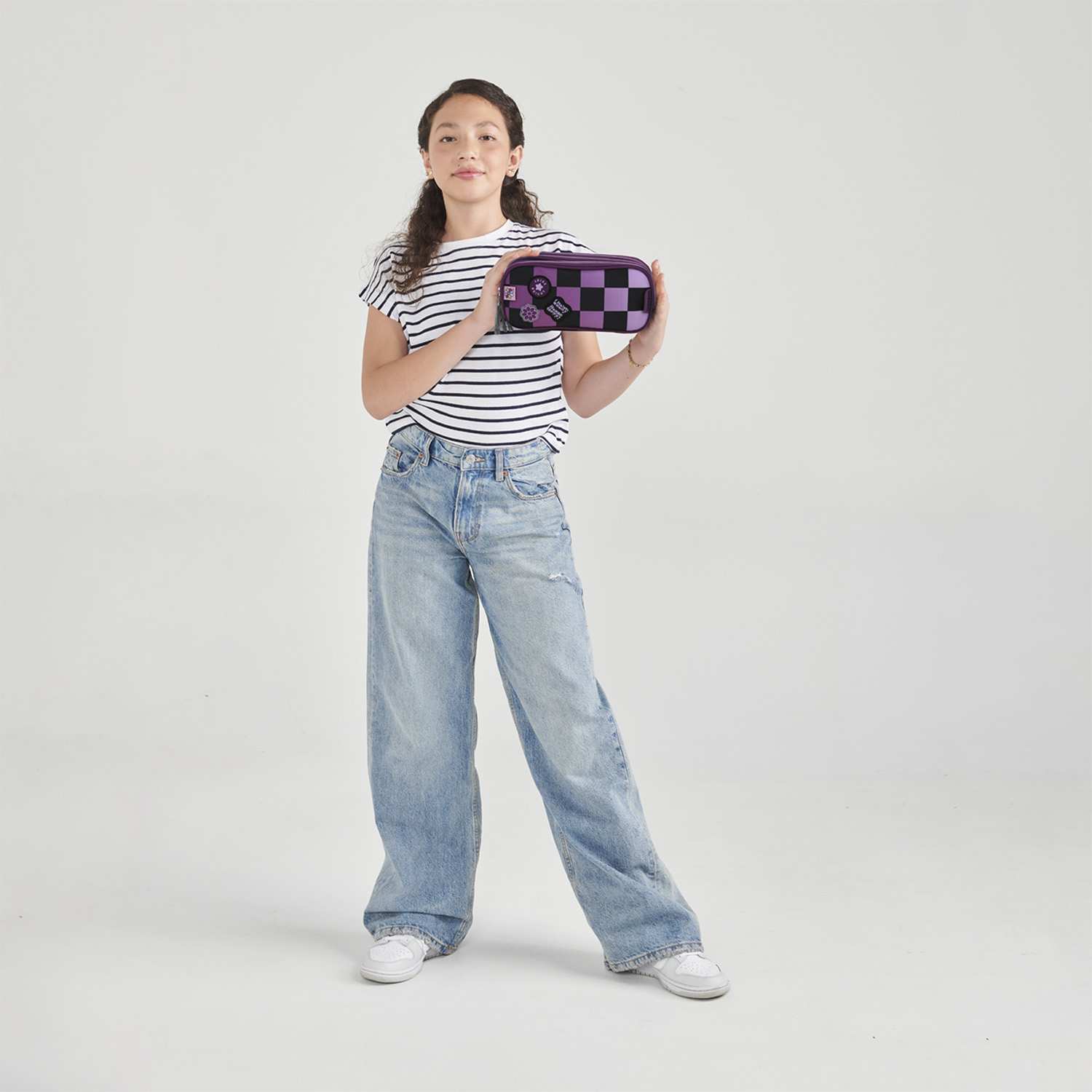 Lapicera escolar para niña Happy Girl by Chenson negra con triple compartimento - vista 2