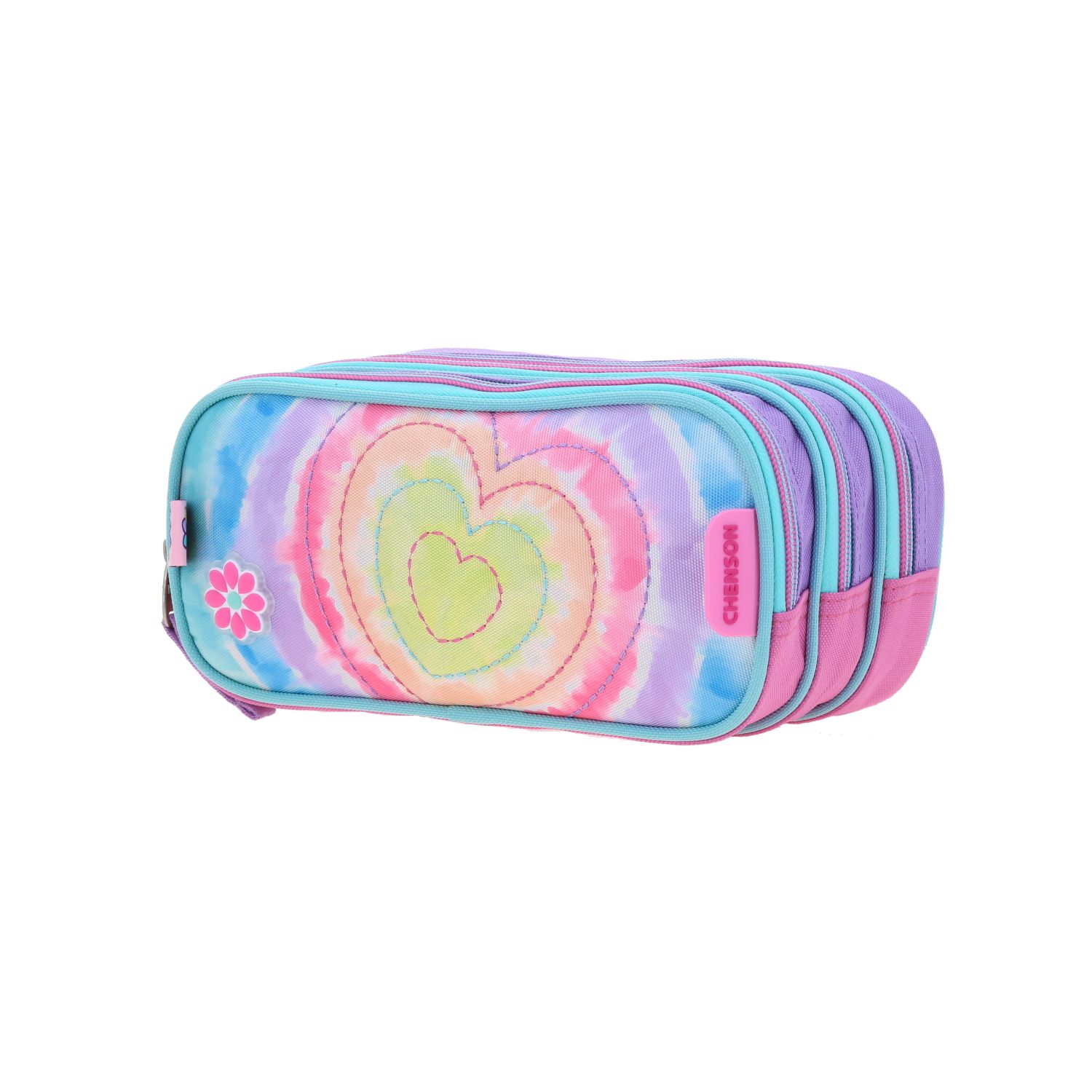 Lapicera escolar para niña Happy Girl rosa con triple compartimento 2