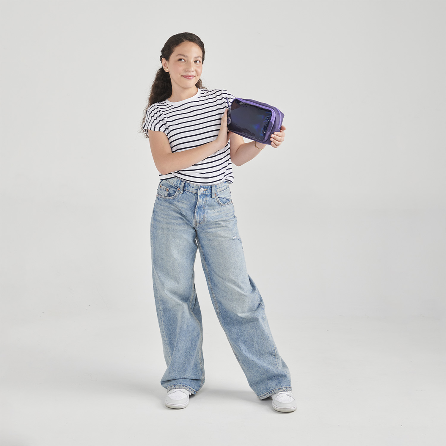 Lapicera escolar para niña Happy Girl uva con doble compartimento - vista 2