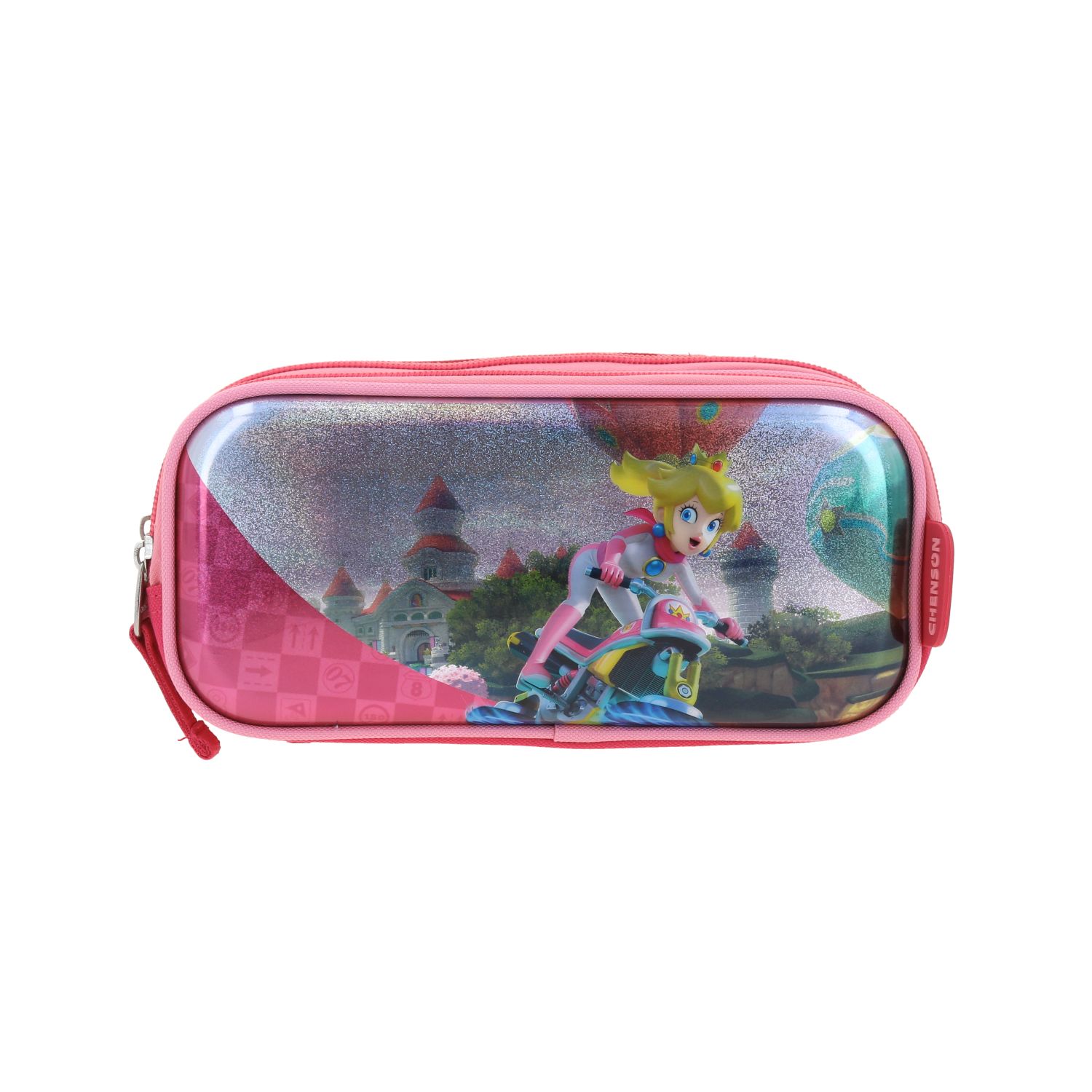 Lapicera escolar para niña Mario Bros by Chenson color rosa con triple compartimento