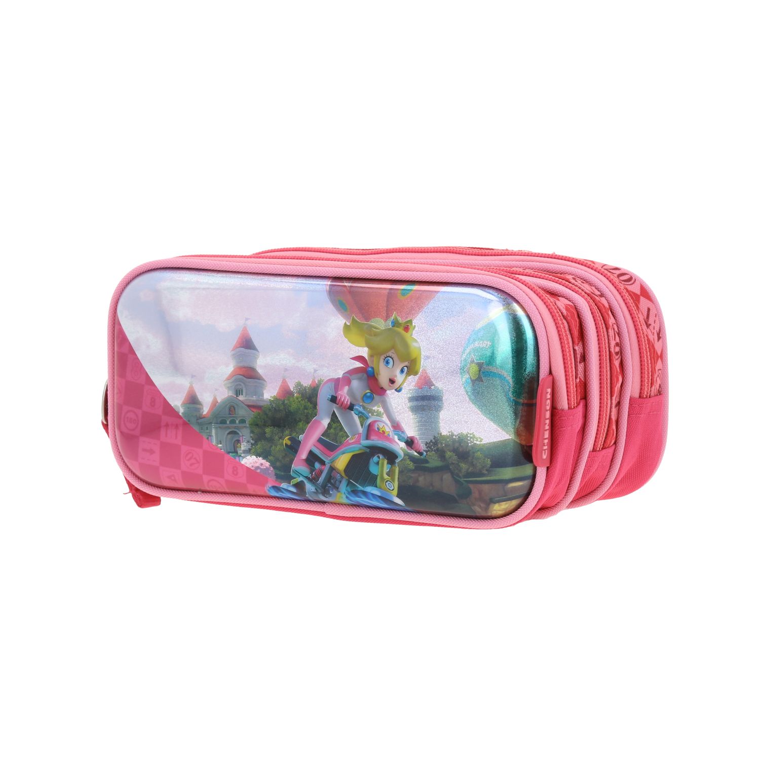 Lapicera escolar para niña Mario Bros by Chenson color rosa con triple compartimento 2