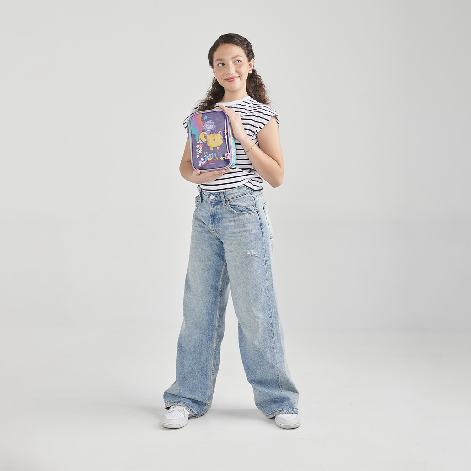 Lapicera escolar para niña Vania Bachur turquesa con amplio compartimento - vista 2