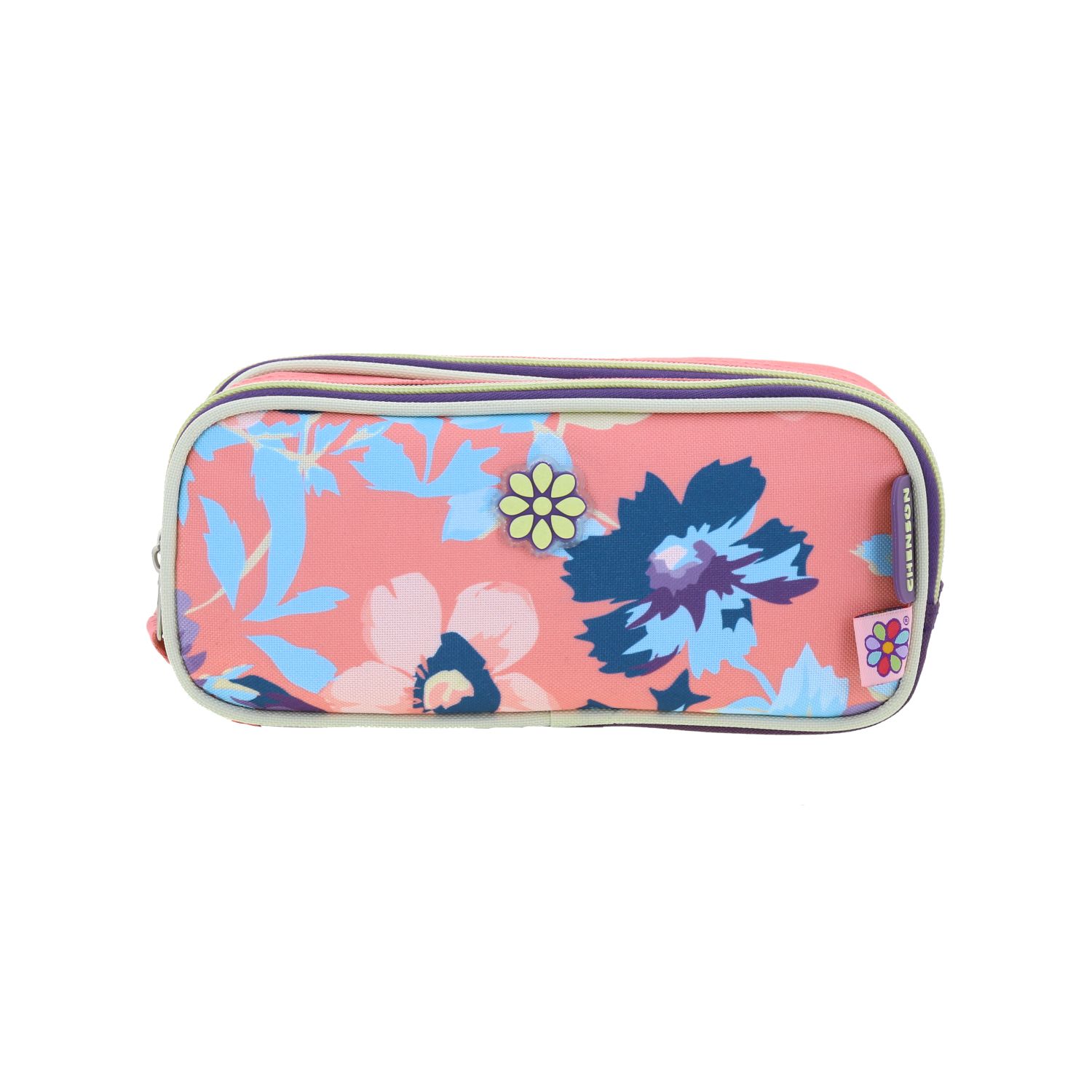 Lapicera escolar rosa Happy Girl by Chenson con triple compartimento