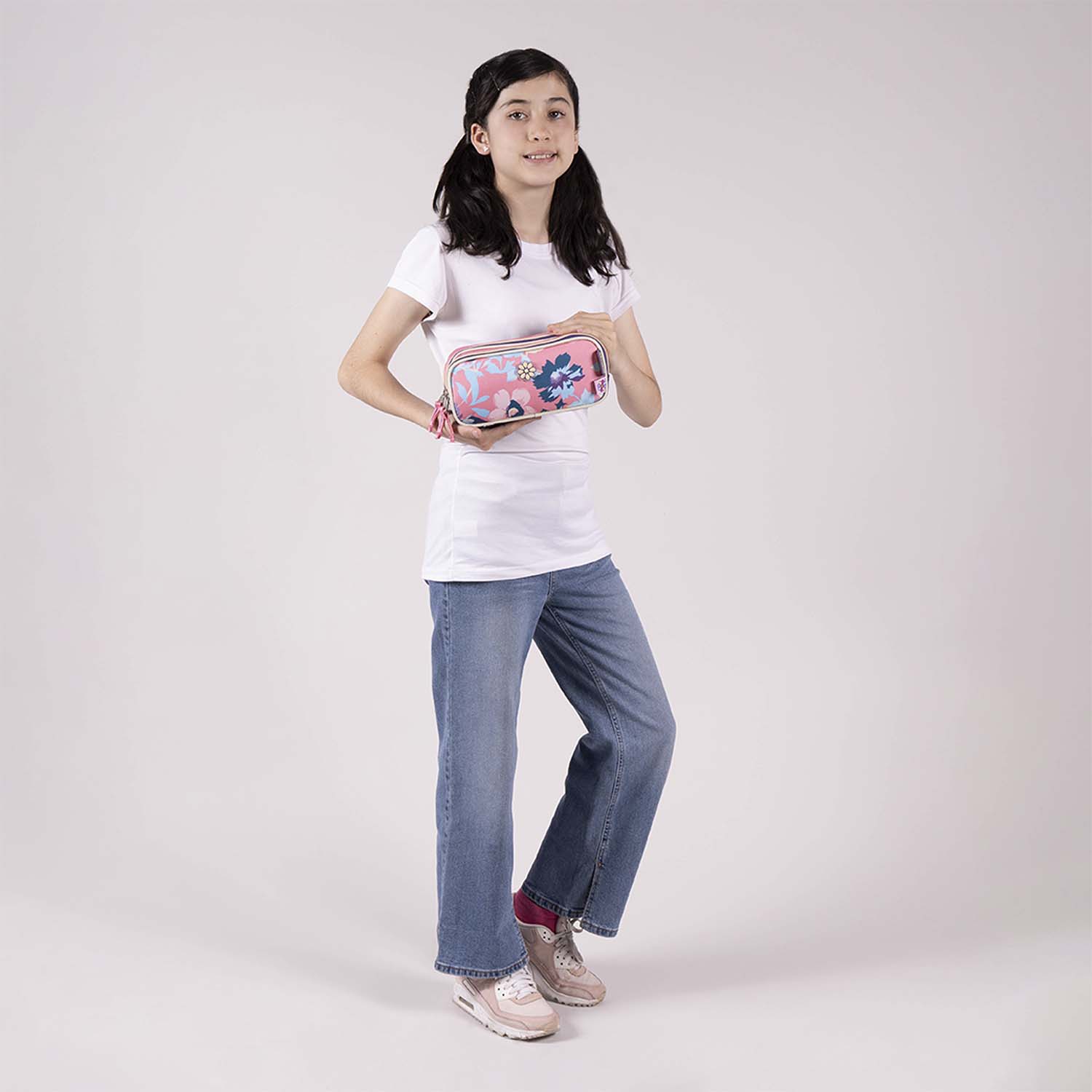 Lapicera escolar rosa Happy Girl by Chenson con triple compartimento - vista 2