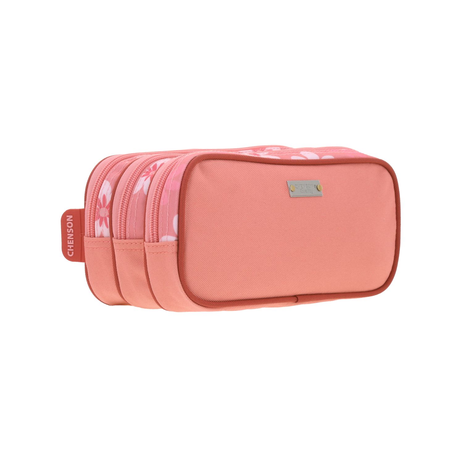 Lapicera escolar rosa para niña Happy Girl by Chenson con triple compartimento 3