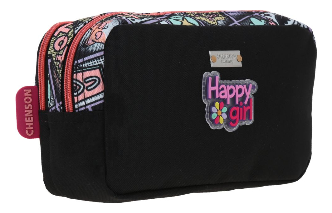Lapicera Estuche Chenson Happy Girl Mixco Para Niña 2 Cierre Color Negro Lisa 2