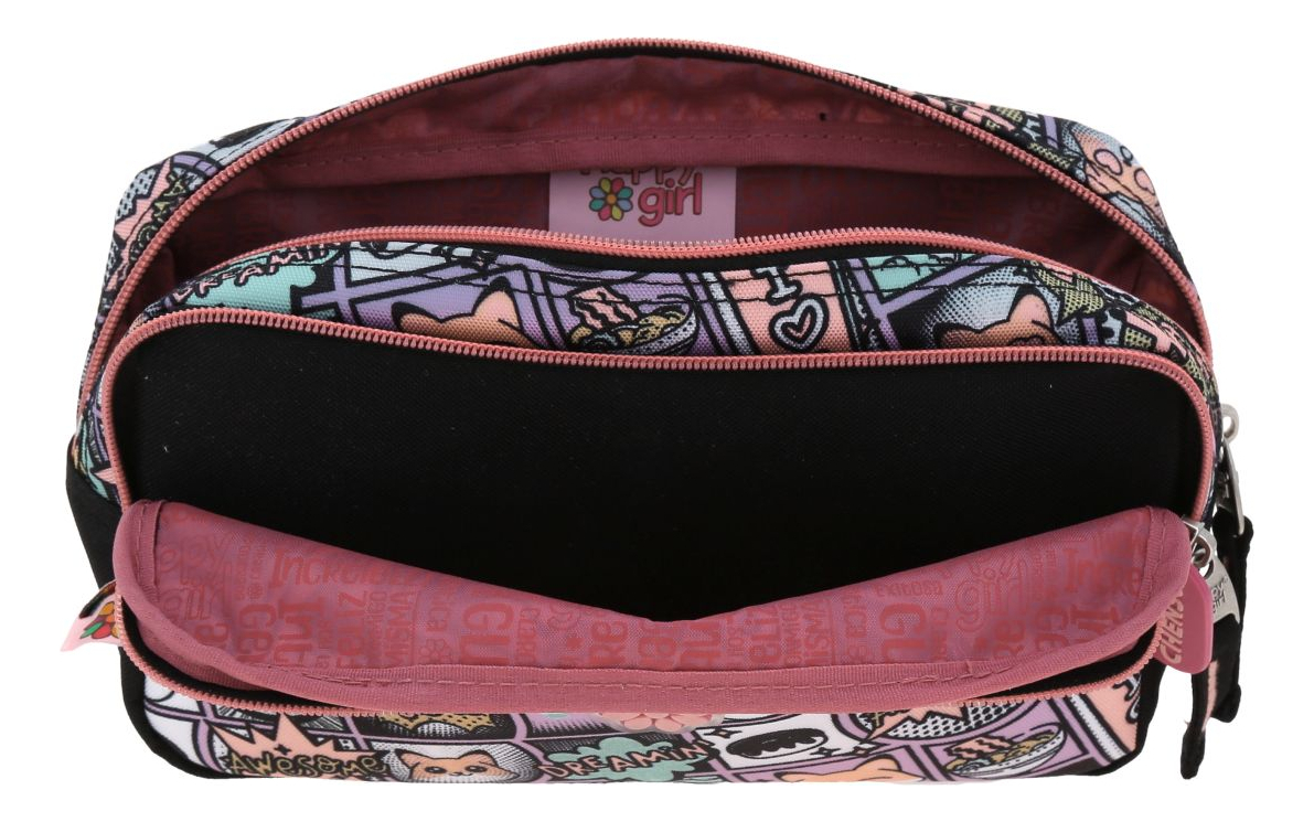 Lapicera Estuche Chenson Happy Girl Mixco Para Niña 2 Cierre Color Negro Lisa 3