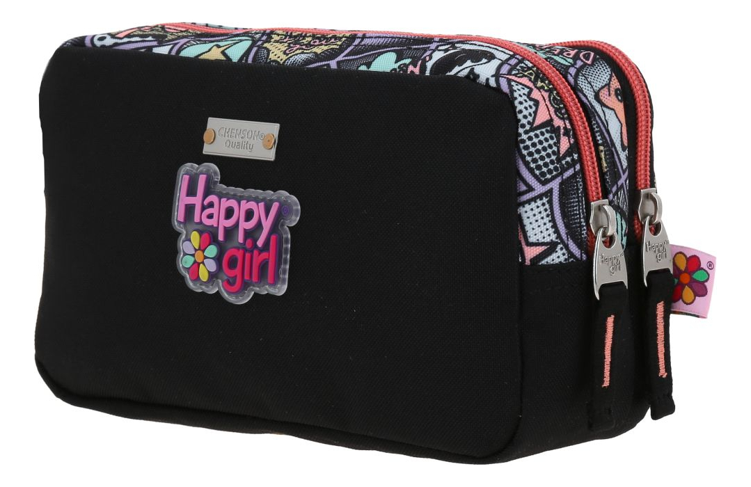 Lapicera Estuche Chenson Happy Girl Mixco Para Niña 2 Cierre Color Negro Lisa 5