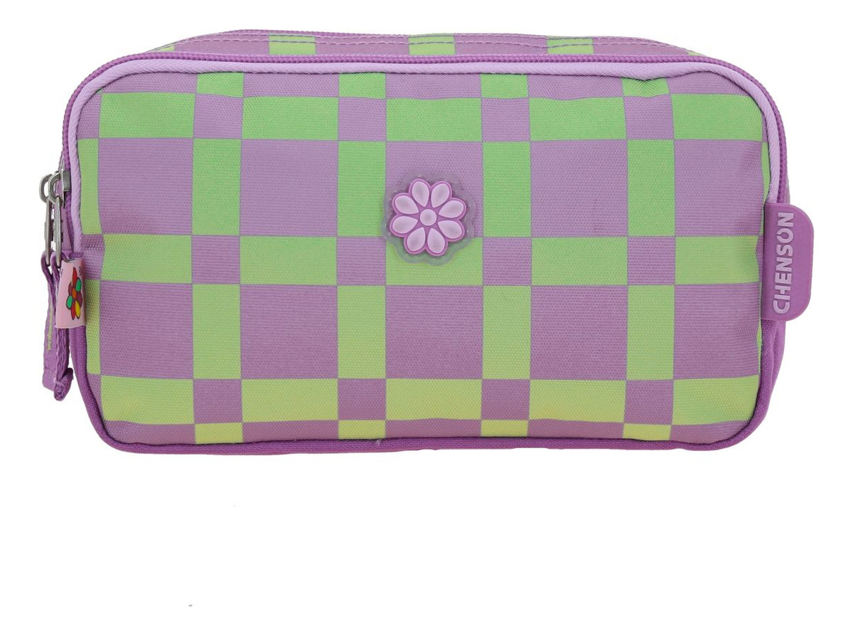 Lapicera Estuche Chenson Happy Girl Tare Lila Doble Cierre Liso