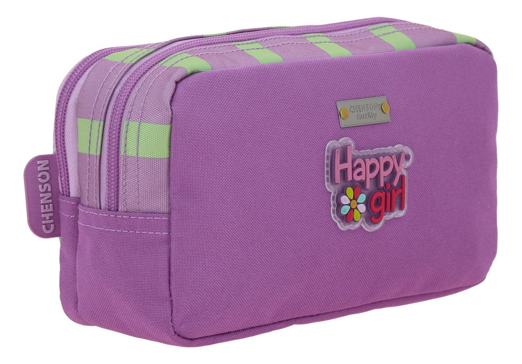 Lapicera Estuche Chenson Happy Girl Tare Lila Doble Cierre Liso 2