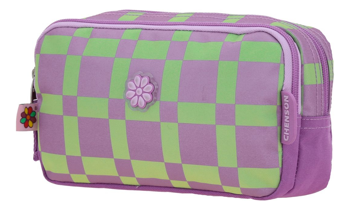 Lapicera Estuche Chenson Happy Girl Tare Lila Doble Cierre Liso 3