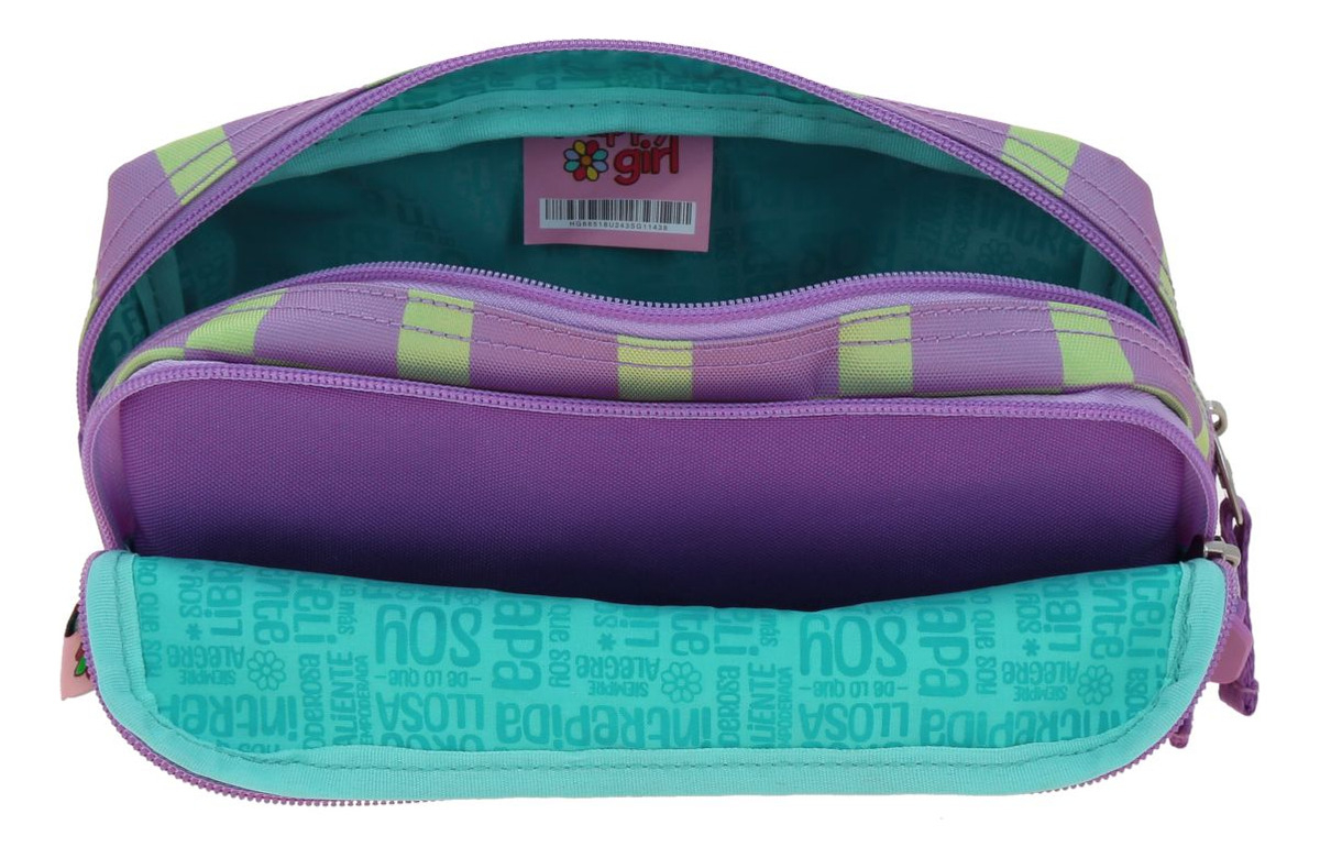 Lapicera Estuche Chenson Happy Girl Tare Lila Doble Cierre Liso 4