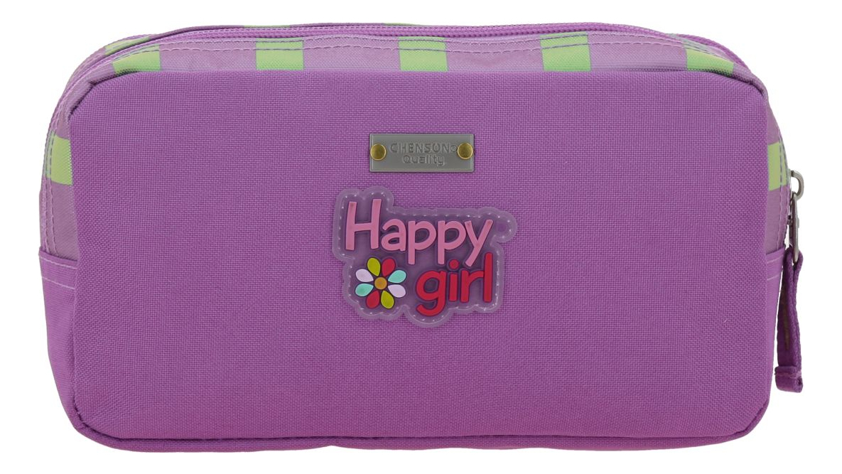 Lapicera Estuche Chenson Happy Girl Tare Lila Doble Cierre Liso 5
