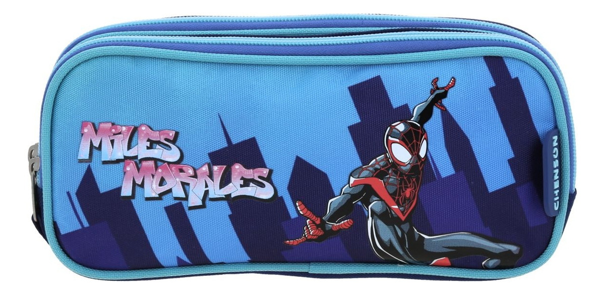 Lapicera Estuche Chenson Miles Morales Spiderman Trector Color Azul Lisa