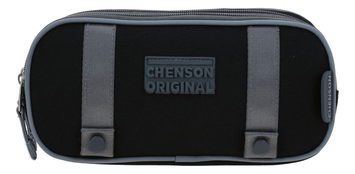 Lapicera Estuche Chenson Strong 2 Compartimento Niño Escolar Color Negro Lisa