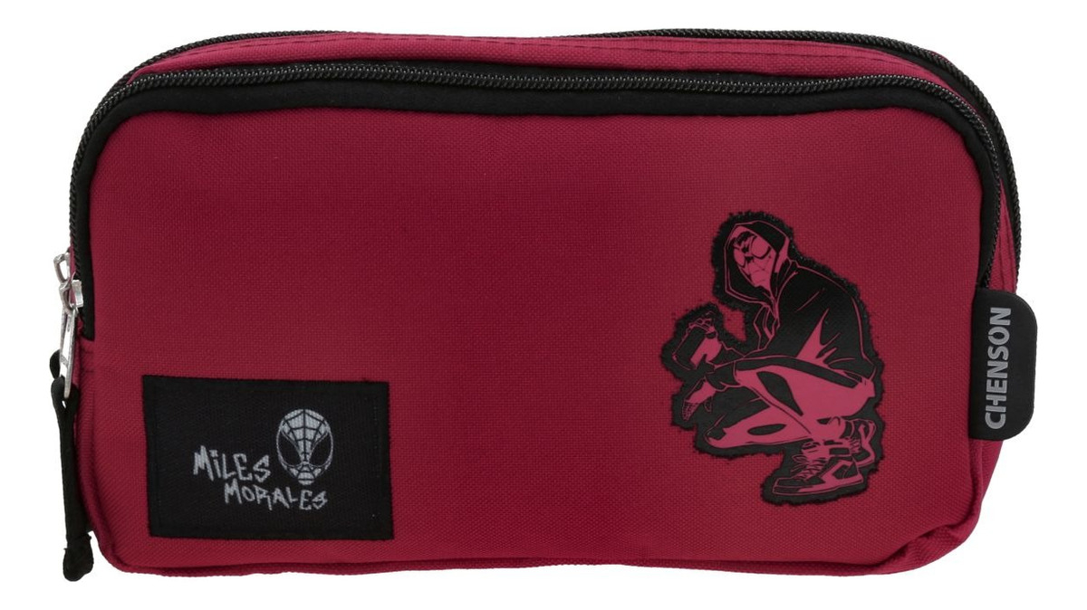 Lapicera Estuche Escolar Chenson Miles Morales Grafo Niño Color Bordó Lisa