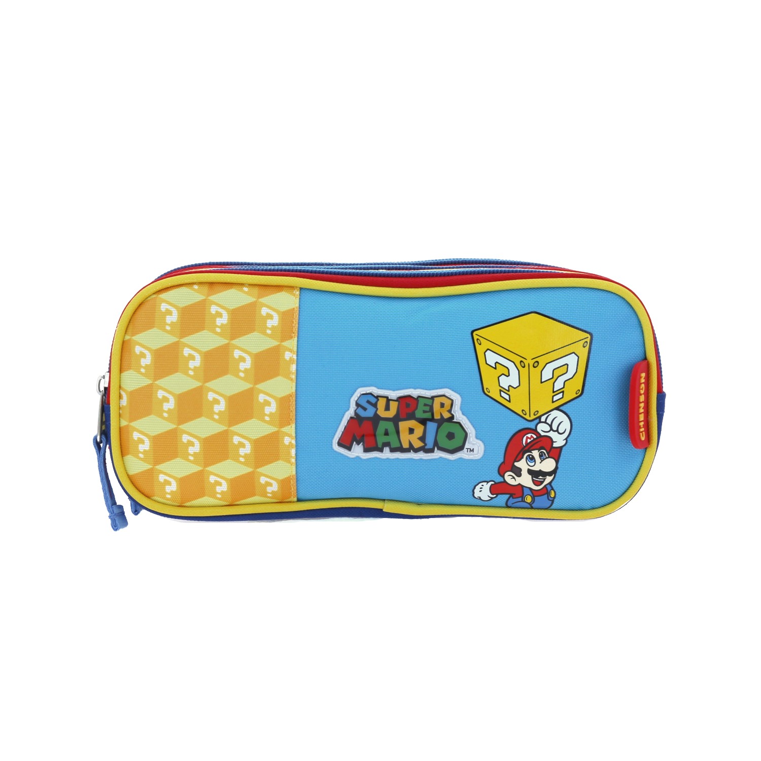 Lapicera Mario Bros by Chenson Azul para Uso Escolar Infantil con Triple Compartimento
