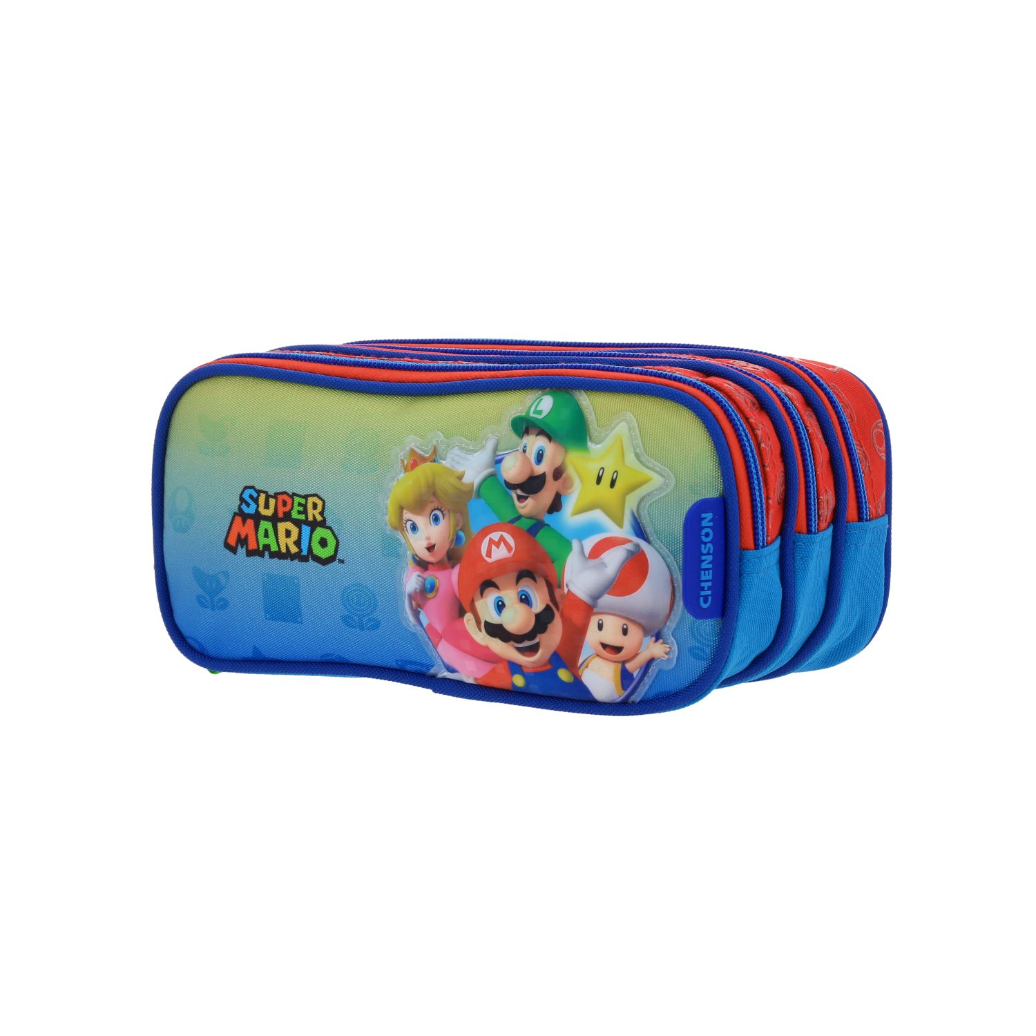 Lapicera Mario Bros by Chenson roja para niño con triple compartimento 2
