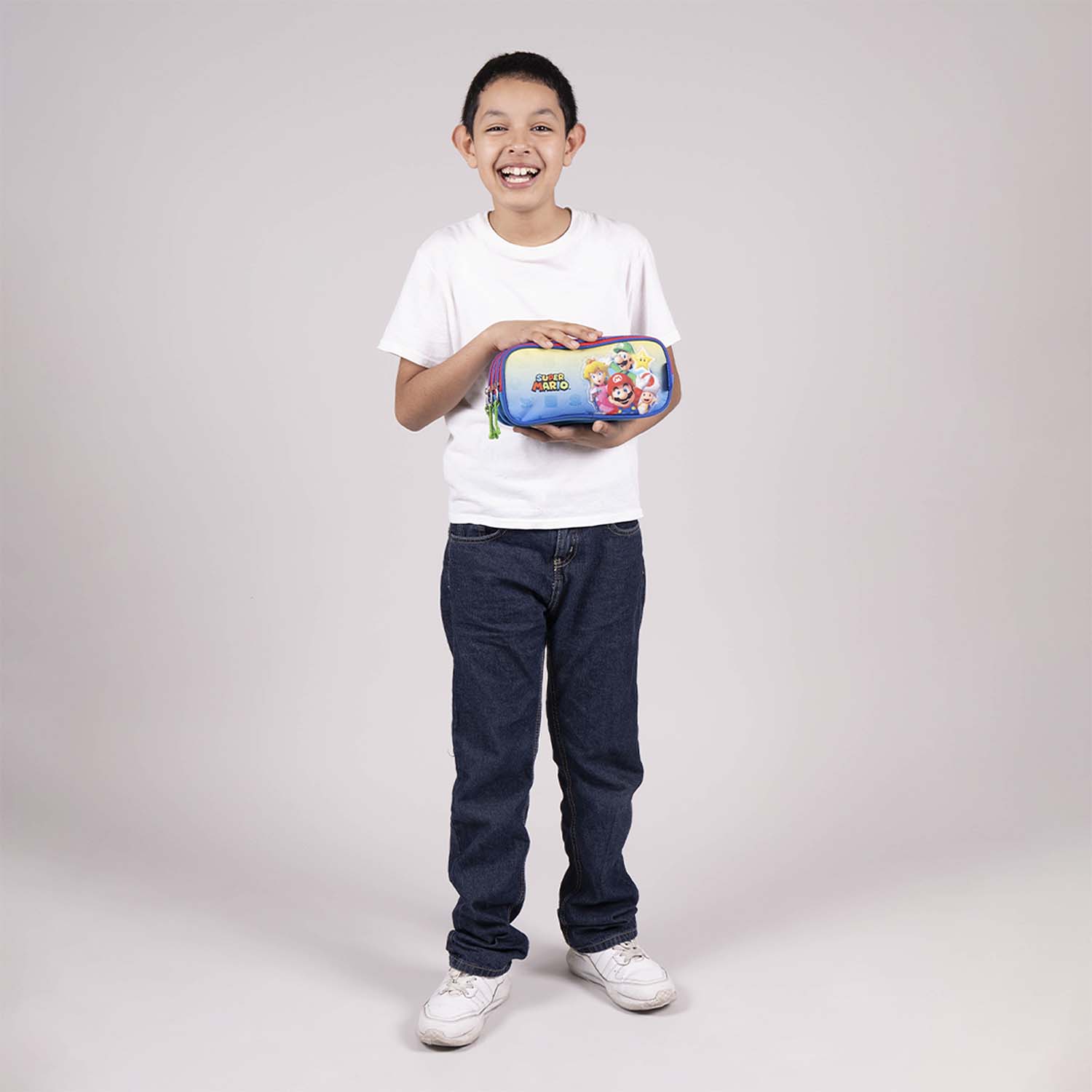 Lapicera Mario Bros by Chenson roja para niño con triple compartimento - vista 2