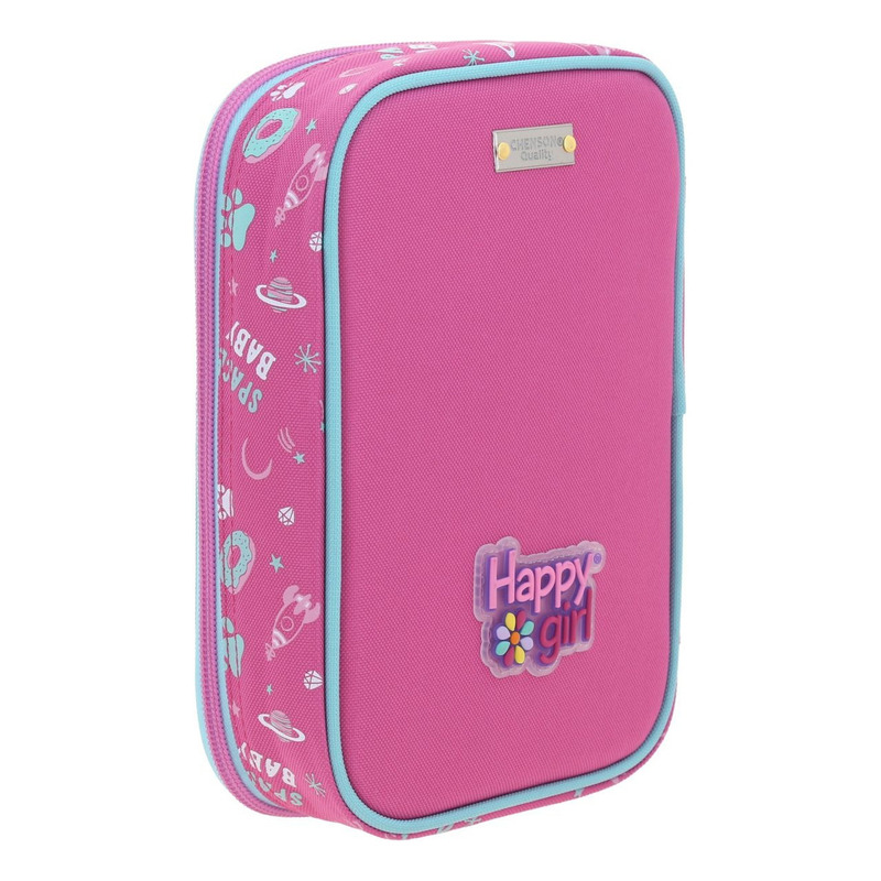 Lapicera Porta Lapices Chenson Happy Girl Ajua Niña Slime Color Rosa Lisa 3