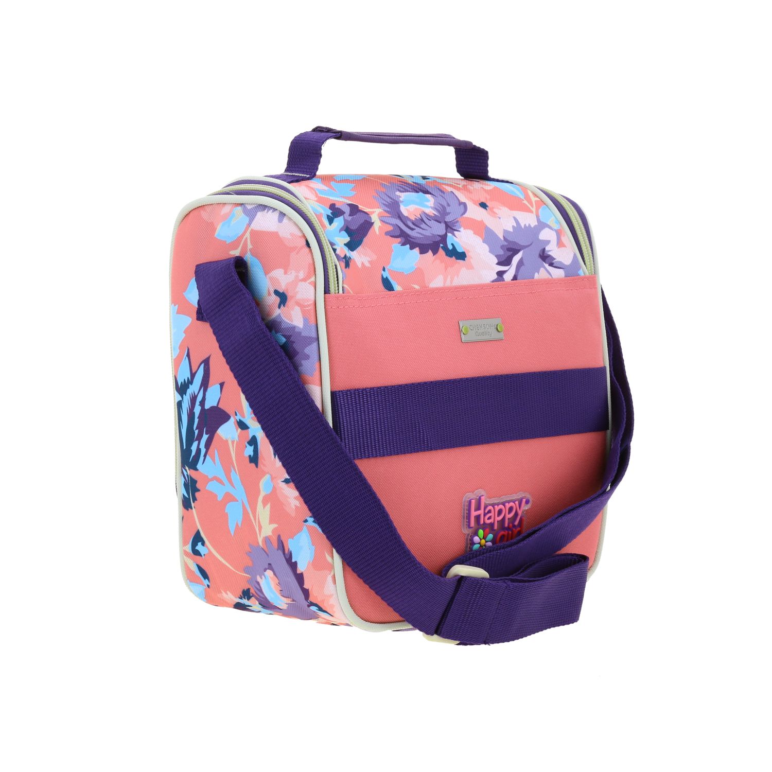 Lonchera escolar Happy Girl by Chenson rosa con forro térmico y asa ajustable 3