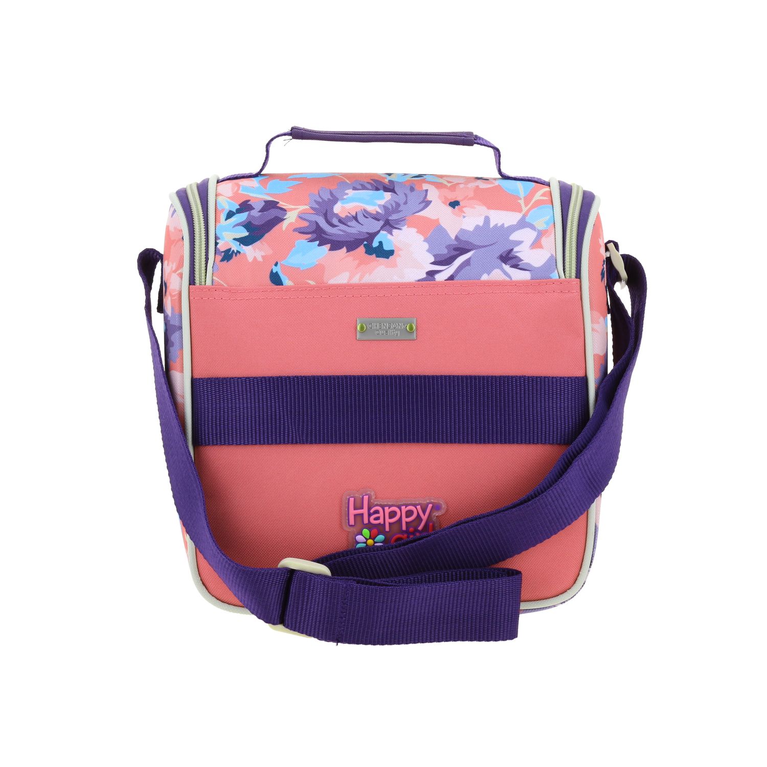Lonchera escolar Happy Girl by Chenson rosa con forro térmico y asa ajustable 4