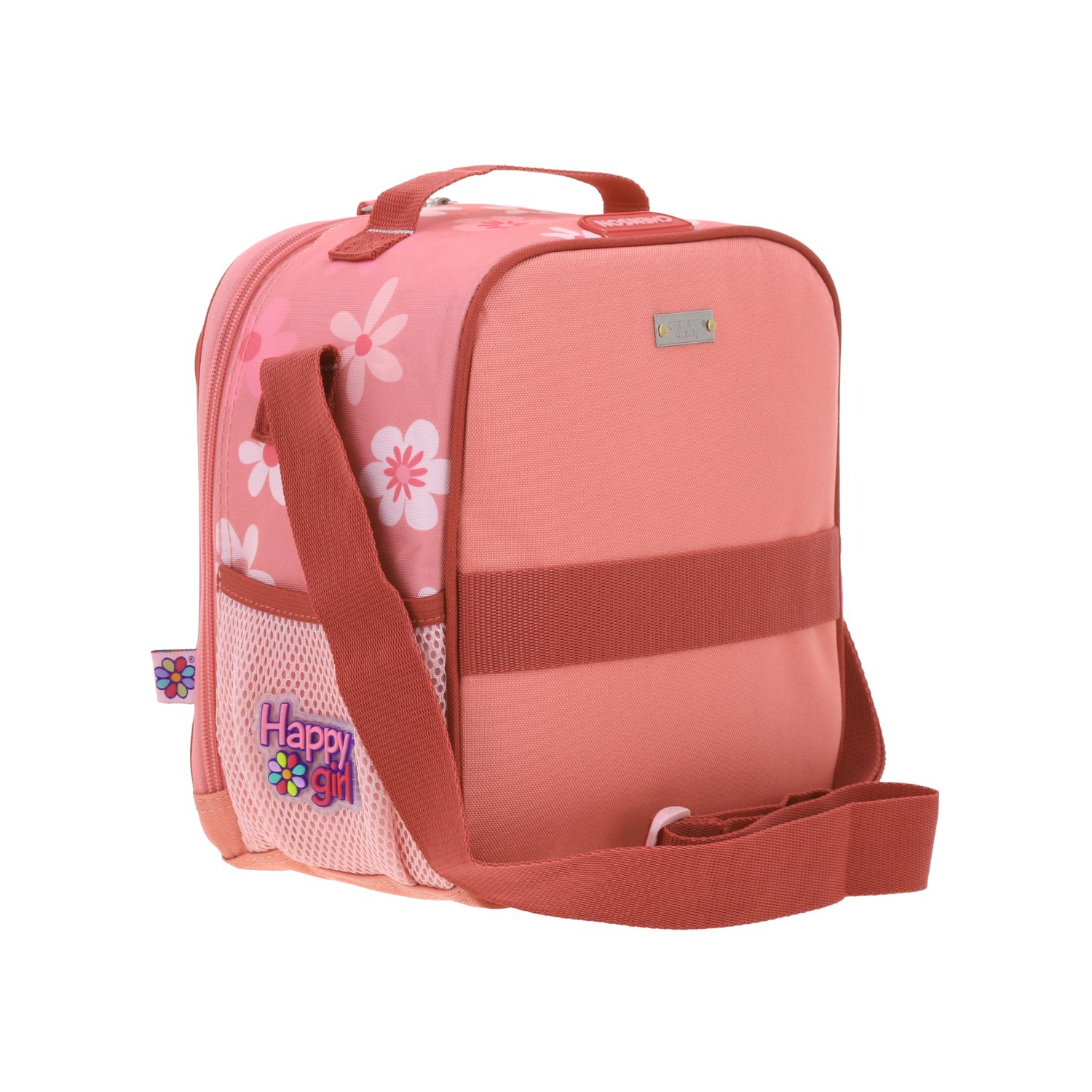 Lonchera escolar Happy Girl by Chenson rosa con forro térmico y compartimento amplio 3