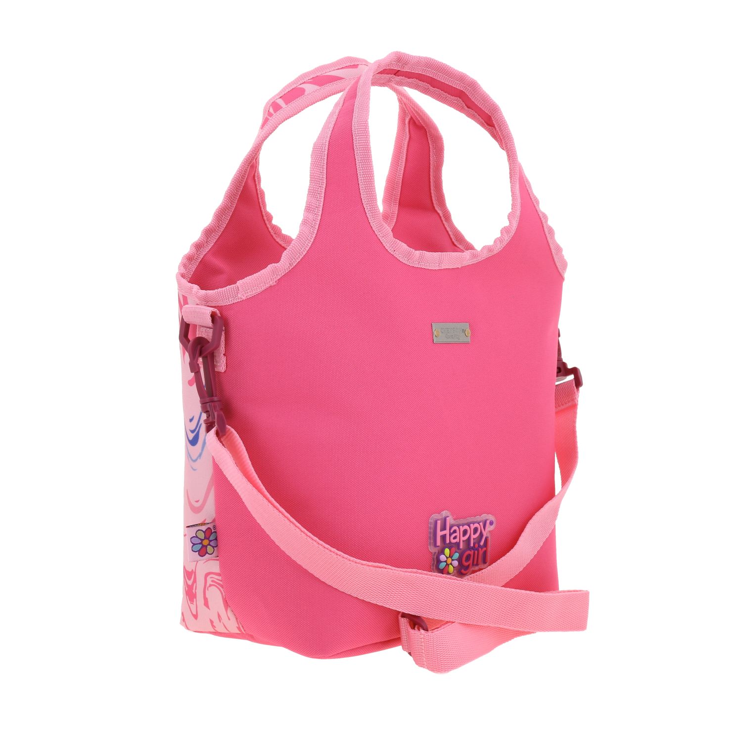 Lonchera escolar Happy Girl rosa con forro térmico – Ideal para secundaria 3