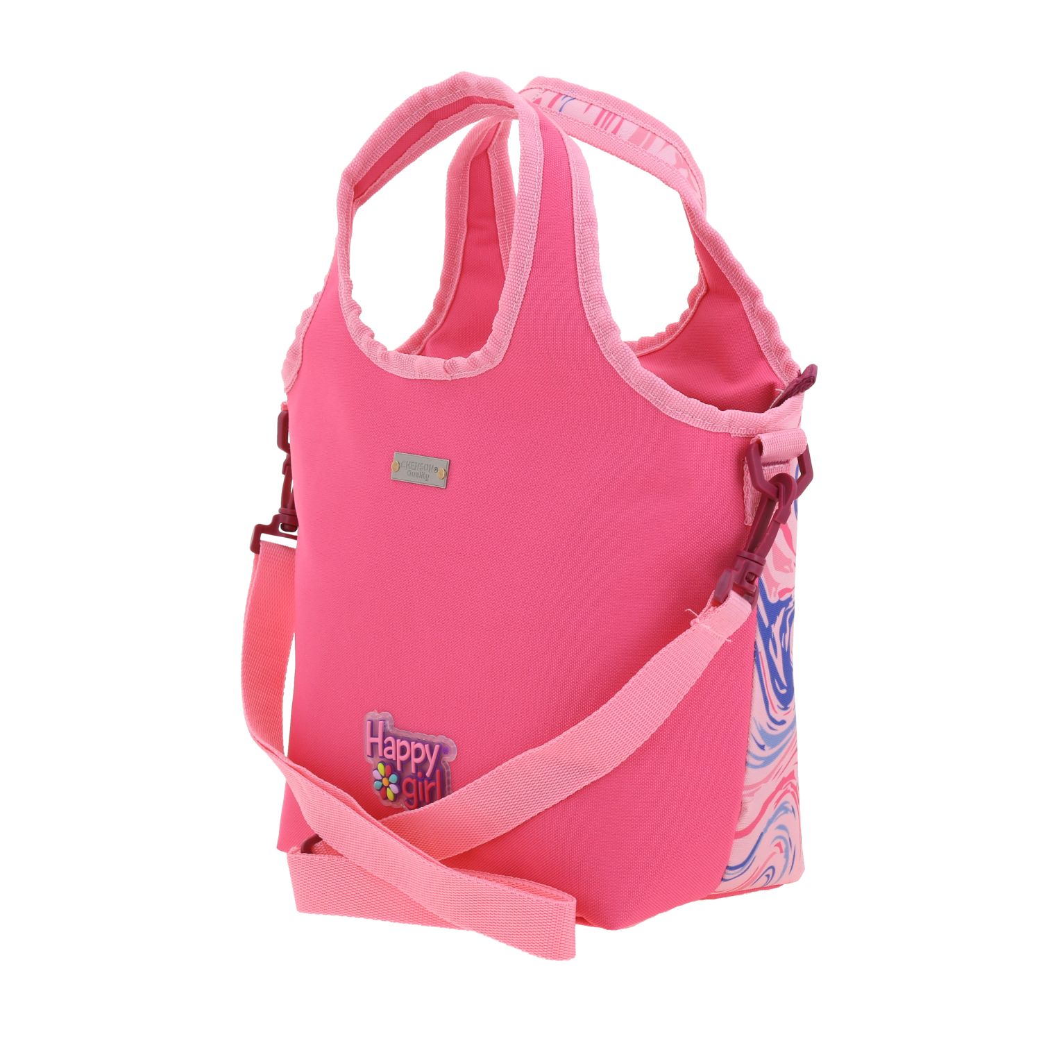 Lonchera escolar Happy Girl rosa con forro térmico – Ideal para secundaria 5