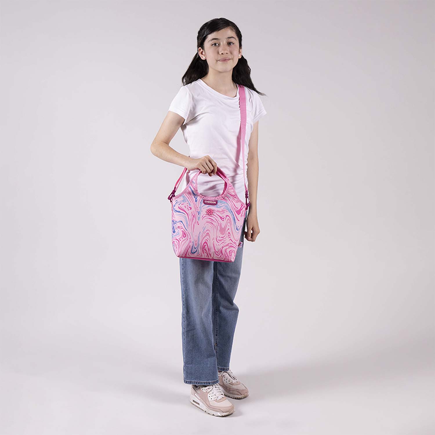 Lonchera escolar Happy Girl rosa con forro térmico – Ideal para secundaria - vista 2