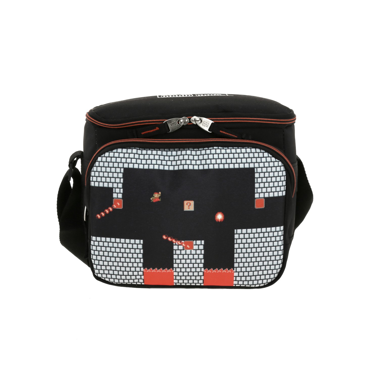 Lonchera escolar Mario Bros by Chenson negra con forro térmico y amplio espacio