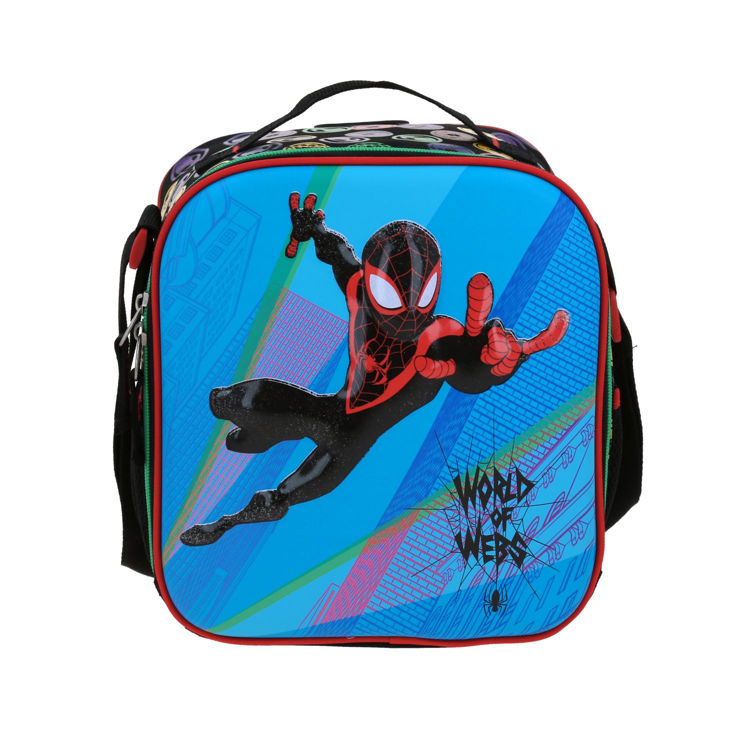 Lonchera escolar Miles Morales by Chenson, negra y térmica para niños