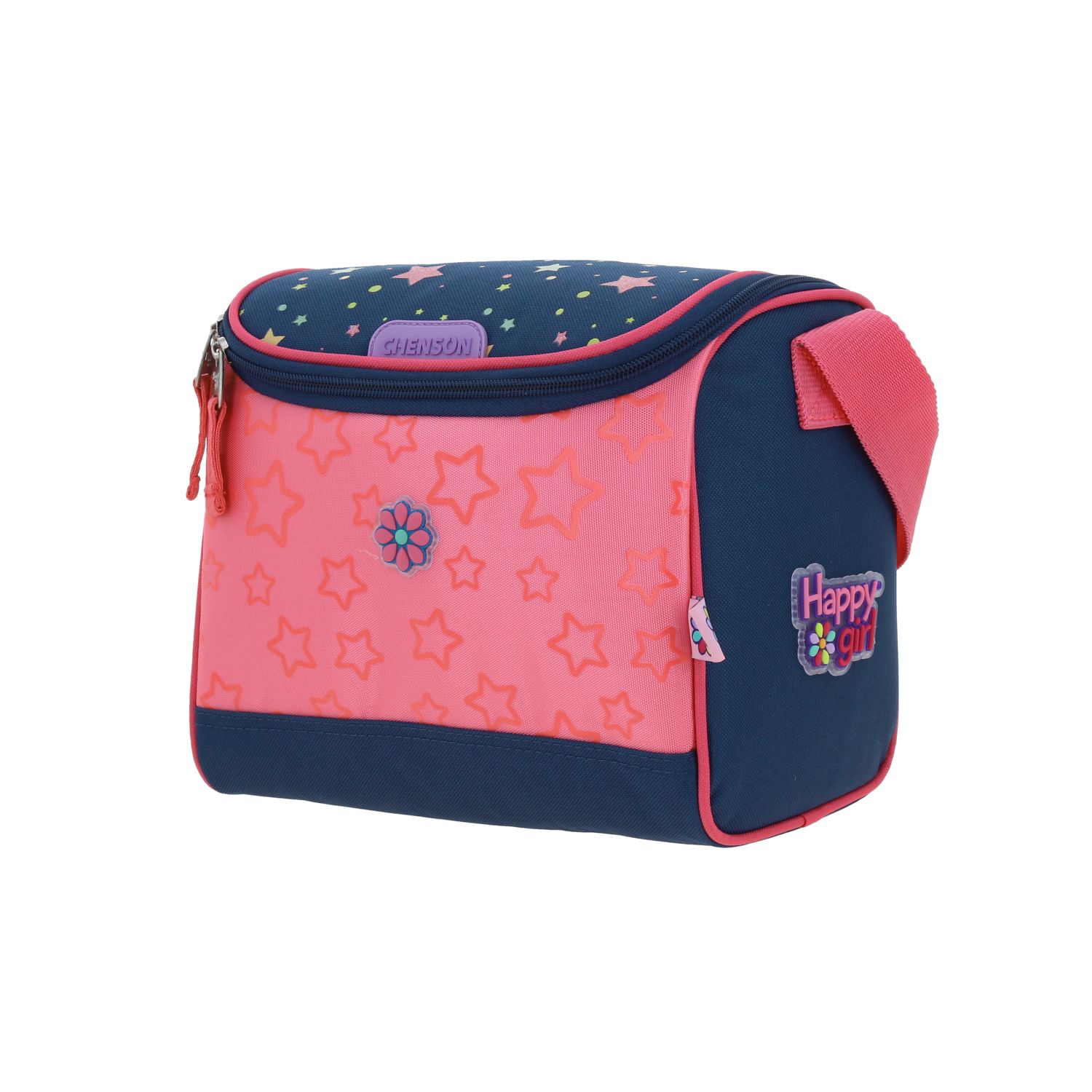 Lonchera escolar térmica Happy Girl by Chenson azul con asa ajustable 2