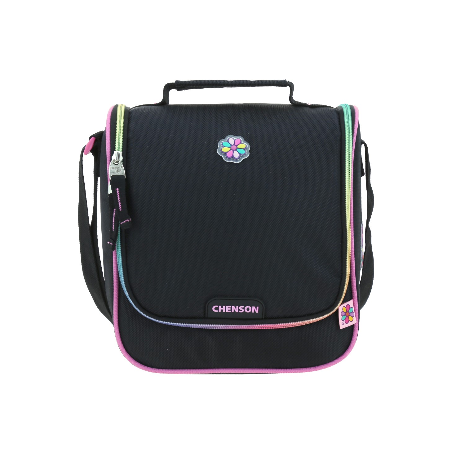Lonchera escolar térmica Happy Girl by Chenson negra para niña | Ideal para secundaria