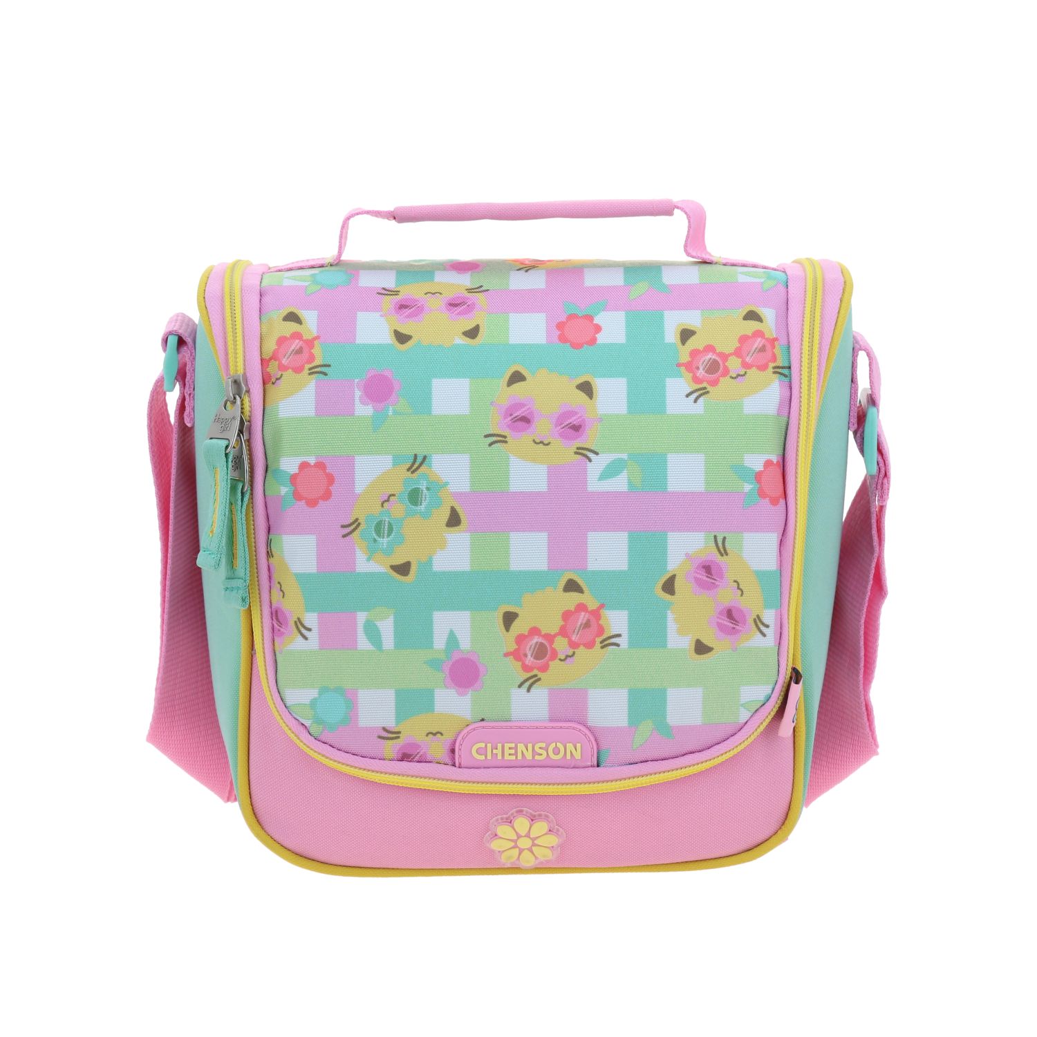 Lonchera escolar térmica Happy Girl by Chenson Rosa para niña – ¡Perfecta para la escuela!