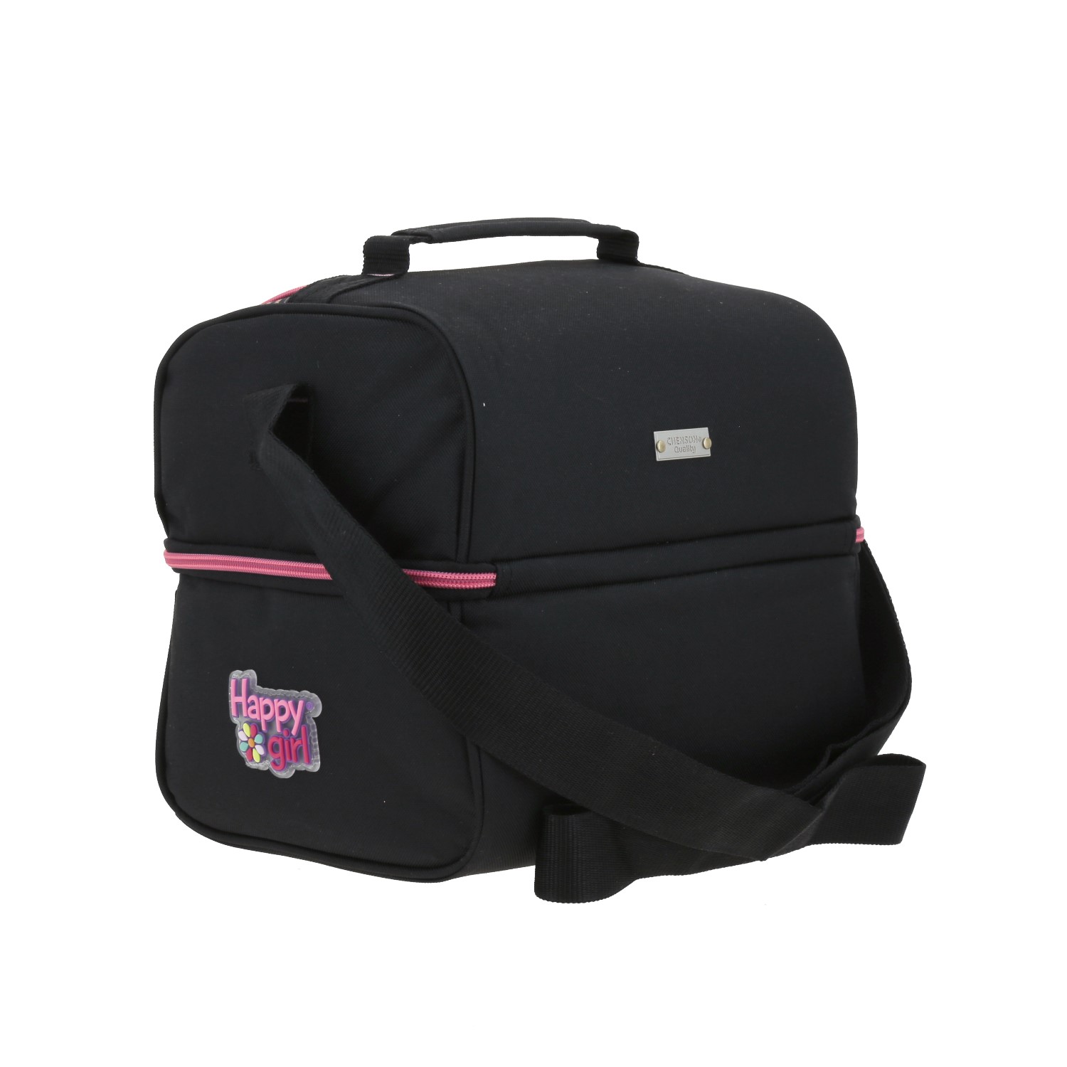 Lonchera escolar térmica Happy Girl negra para niña con doble compartimento 3