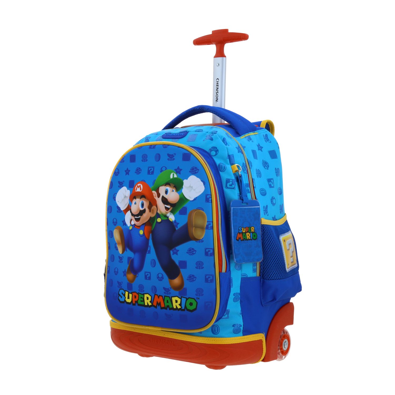 Maleta con ruedas Mario Bros azul para niños – Equipaje de viaje divertido 2