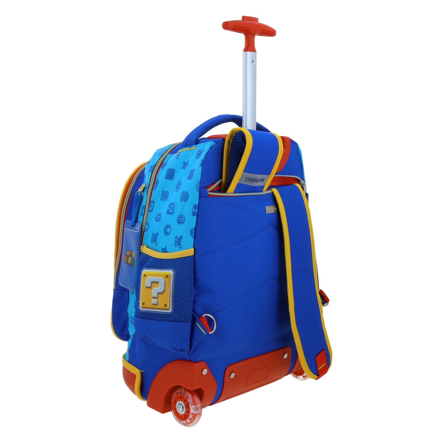 Maleta con ruedas Mario Bros azul para niños – Equipaje de viaje divertido 3