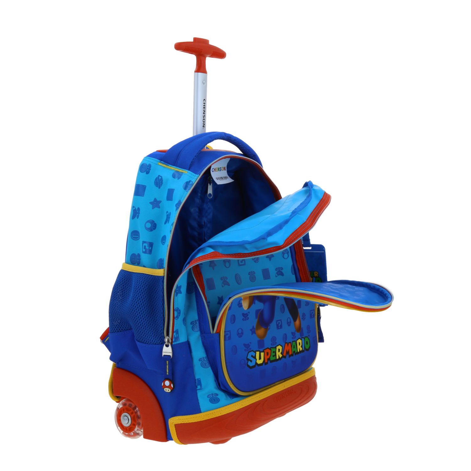 Maleta con ruedas Mario Bros azul para niños – Equipaje de viaje divertido - vista 2